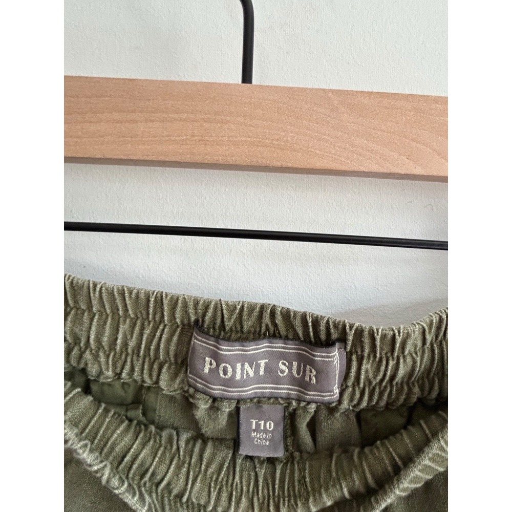 Point Sur Women's Elastic Waist Tapered Leg Pants Military Green Sz T10 Linen - Picture 8 of 9